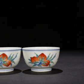 瓷器 清雍正斗彩三果纹杯 5*8厘米