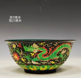 美品.款识“大明正德年制”精工细作满工五彩龙凤纹罗汉碗
