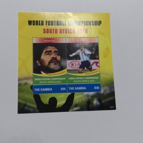 冈比亚邮票 2010年南非世界杯 阿根廷队 马拉多纳像小全张1新