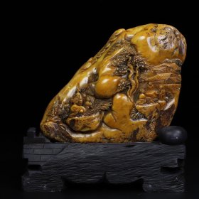 旧藏寿山原石《深山会友》人物摆件，净长15.5厘米宽9厘米高16厘米，净重2711克