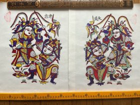 老年画 朱仙镇木版年画 天成老店一对 非物质文化遗产