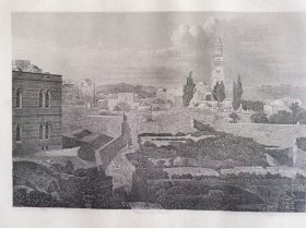 耶路撒冷多洛罗萨十九世纪中东建筑风景版画欧洲古董版画