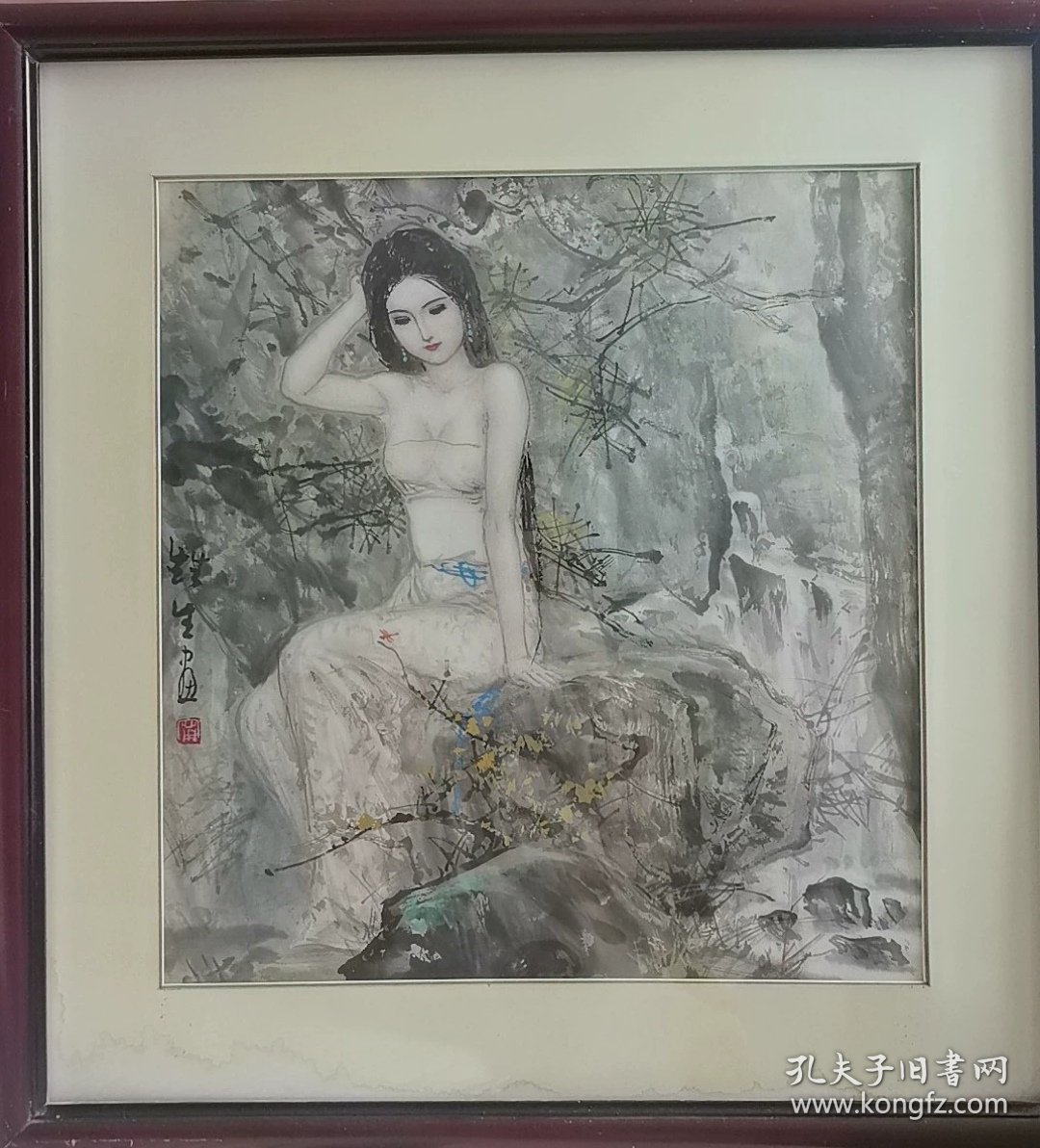 宁新生，广西著名人物画家，现已八十高龄，笔墨飘逸灵动，人物刻画栩栩如生，雅致高洁，整张画淡雅清新脱俗。精品人物画，保真。