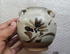 花卉图三系粗瓷罐