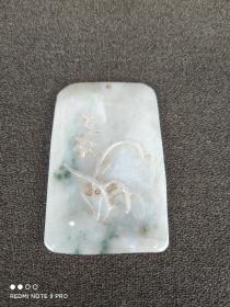 老翡翠雕兰花牌....