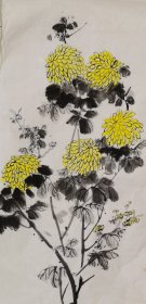 水墨画：黄菊花