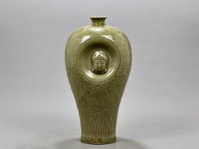宋耀州窑浮雕佛像纹梅瓶 古玩古董古瓷器老货收藏