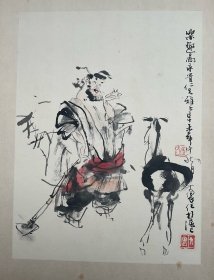 0427 原上海警备区副司令员 任永贵旧藏 《施大畏 1991年 绘 乐趣图》尺寸45x33.8cm 上海中国画院院长 真迹保真