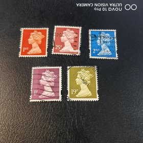 香港-英女王信销邮票5枚 不同图案！美女邮票！包邮！全品 收藏
