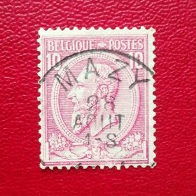 比利时古典邮票 1884-85年 国王利奥波德二世 信销票一枚