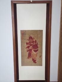 清代全朱砂手绘钟馗一幅，画心52*89cm有修补，品如图喜欢的联系