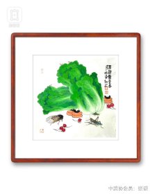 百财图（蝉）40/40宣纸软片未裱，装框图为效果图。 张谦原名张勇，字文进，号天东人，又号游心堂主。张宝珠先生入室弟子，早年随王炳龙老师学习花鸟。现为中国美术家协会会员，山东省美术家协会会员，山东画院画师，中国画创作研究院院聘画家，肥城市第九届十届政协委员。1968年生于山东肥城。2014年考入北京大学艺术学院中国画方向研究生班，就读于范扬工作室