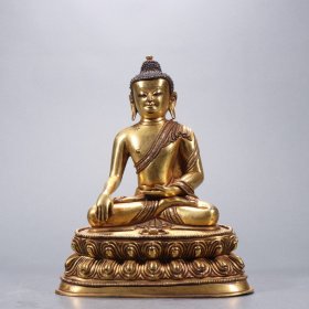 清代 铜鎏金释迦摩尼佛像