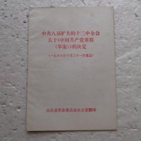 中共八届扩大的十二中全会关于《中国共产党章程（草案）》的决定