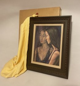 日本艺术家稻垣考二油画【雨ふる窓】4号/日本西洋画