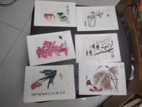 木板水印小画片 齐白石绘画 十二张