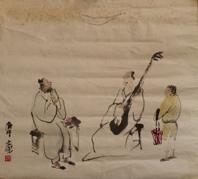 Z 912号 中美协会员、河南省美协理事、周口市美协主席（温立宪1954- ）纸本手绘人物画片 1990年作品！包老保真！