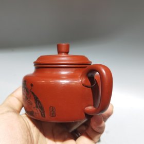 老紫砂壶紫砂茶壶刻绘德钟壶 280cc
