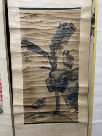 清代画家八大山人原装原裱品相如图，画芯尺寸：75x40厘米