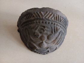 黑陶制香插 背面有缺损 长11.8