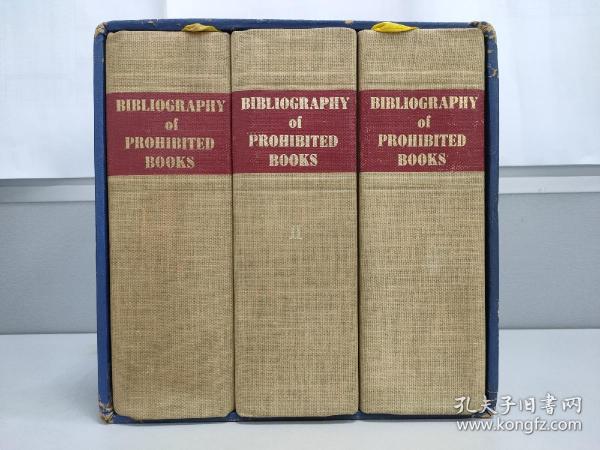 珍贵资料 BIBLIOGRAPHY OF PROHIBITED BOOKS 布封精装三厚册 带函套 毛边本 限量1000部