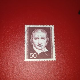 德国邮票西柏林1975年雕塑家沙多《自画像》1全 雕刻版，信销随机发