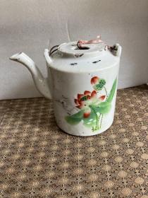 清末民国瓷茶壶瓷壶提梁壶江西怡丰出品花鸟壶包老包真
