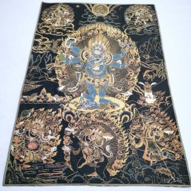 藏佛 西藏佛像丝绸刺绣 尼泊尔金丝唐卡画像护法大威德金刚壁画