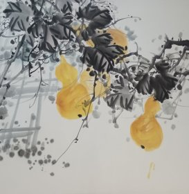 著名书画家李派兴先生花鸟画屏之二《家园雅趣》画芯76x137cm，适宜装框挂客厅、书房；