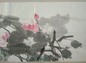 佚名画家精美长幅花鸟画《荷塘清境》