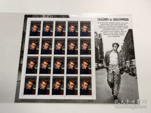 1996年美国发行 詹姆斯·迪恩邮票 小版票