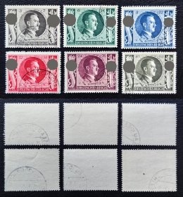 2-730德国1943年上品信销邮票6全。54岁生日。二战集邮。2015斯科特目录13美元。