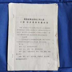 1993年油印本 青海省事业单位工作人员工资制度改革实施办法 近50页