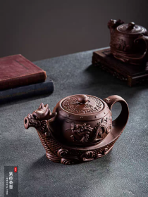 宜兴紫砂壶朱泥大容量茶壶 中式泡茶壶 大号家用单壶功夫茶具套装