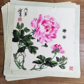 邱应昌花鸟斗方