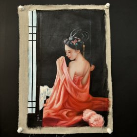 编号950，纯手绘油画陈逸飞之作品，尺寸：70x100㎝，