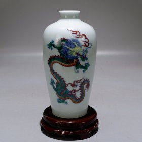 青花斗彩龙纹复口梅瓶