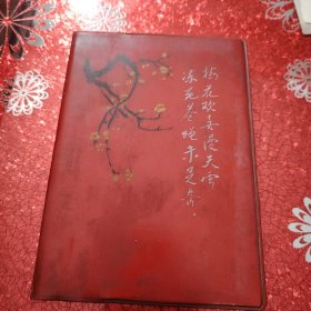 笔记本 红塑 （梅花欢喜漫天雪 冻死苍蝇未足奇）（使用了几页，记录了新疆乌鲁木齐市1979年左右一个家庭的收入开支）