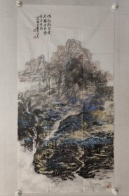 山西著名画家，王如何四尺整纸山水画132*68cm，软片。 王如何，1944年生，山西省文史研究馆馆员，山西画院创作部主任，山西省美协山水画学会副会长，山西作家书画研究院院长。（保真书画）