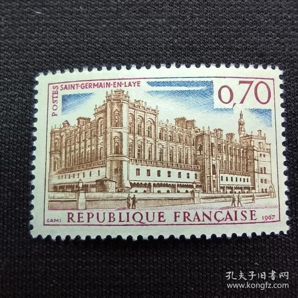 A619外国邮票法国1967年旅游胜地系列 巴黎附近的圣日耳曼-恩-莱伊夫林城堡，建于16世纪初 雕刻 新 1全