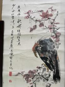 澳门著名画家陈志威、谭允猷合作花鸟画（尺寸：83×30cm）
