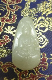 和田青白玉观音挂件