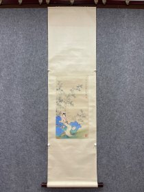 胡也佛 竹石仕女 纸本立轴 画芯尺寸：58*30cm（9412）