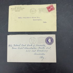 美国早期实寄封2枚，少见邮品，本店邮品满25元包邮。本店还在孔网开“韶州邮社”