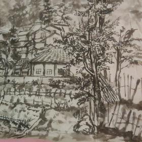 无款无名山水画2张