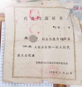 【证书】：阜阳县位庄人民公社（1980）