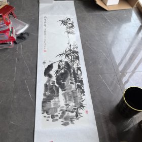 240cm×60cm大幅画轴《清气高昂》武爱环居士