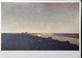 苏联明信片，1960年绘画在夜晚