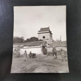 民国时期北京鼓楼及周围民居黑白老照片