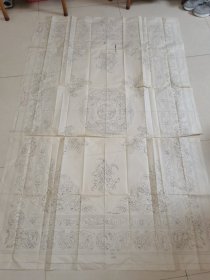 八十年代初期“地毯画最初设计手绘底稿”一幅，三张拼接，尺寸约213*143cm，线条流畅，出自名家之手，介绍仅供参考，具体如图所示，实价包邮